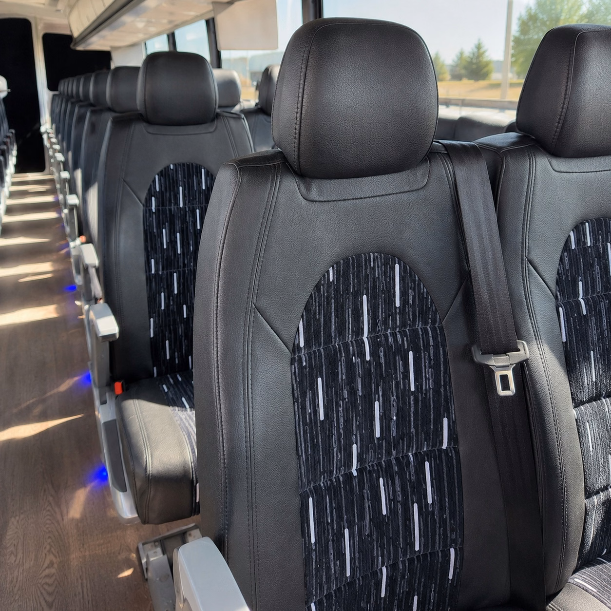 long beach charter bus interior